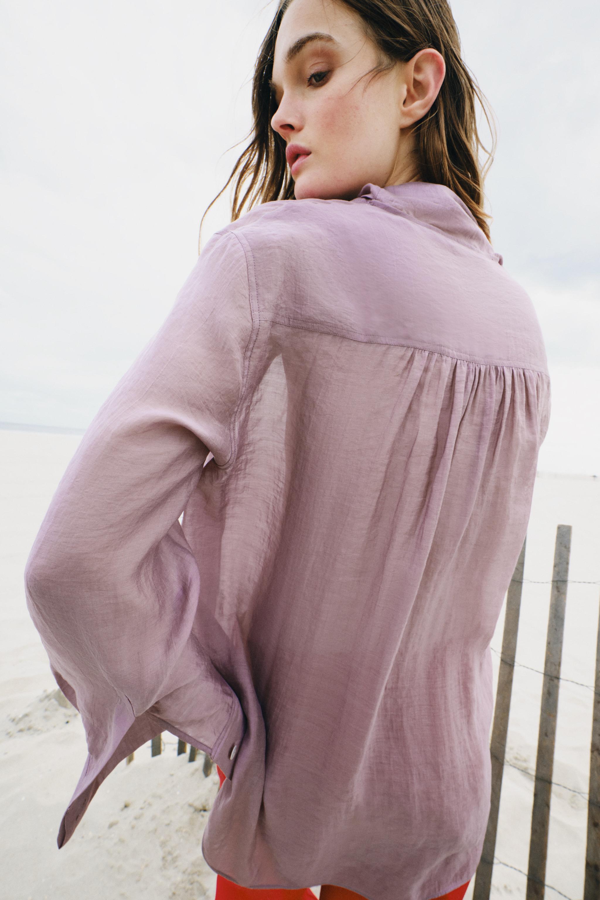 CAMISA LENÇO ZW COLLECTION - Lilás | ZARA Brasil