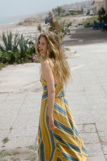 ROBE MI-LONGUE ASYMÉTRIQUE À RAYURES - Multicolore de Zara - Image 2