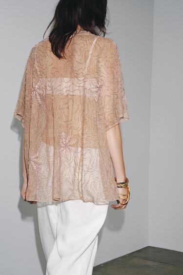 BLOUSE BRODÉE ZW COLLECTION - Rose pâle de Zara - Image 2