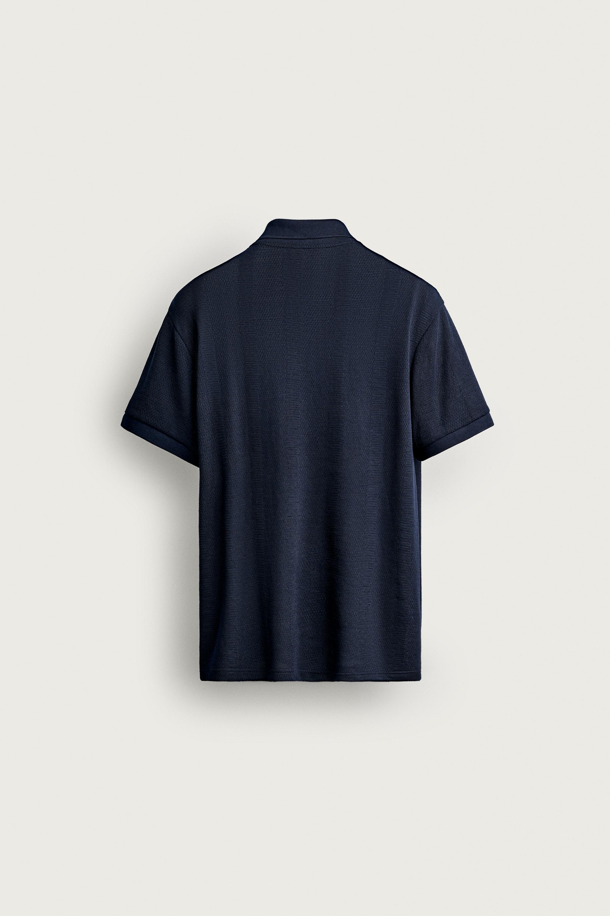 Мужские рубашки Zara STRIPED JACQUARD REGULAR FIT POLO — фото 8