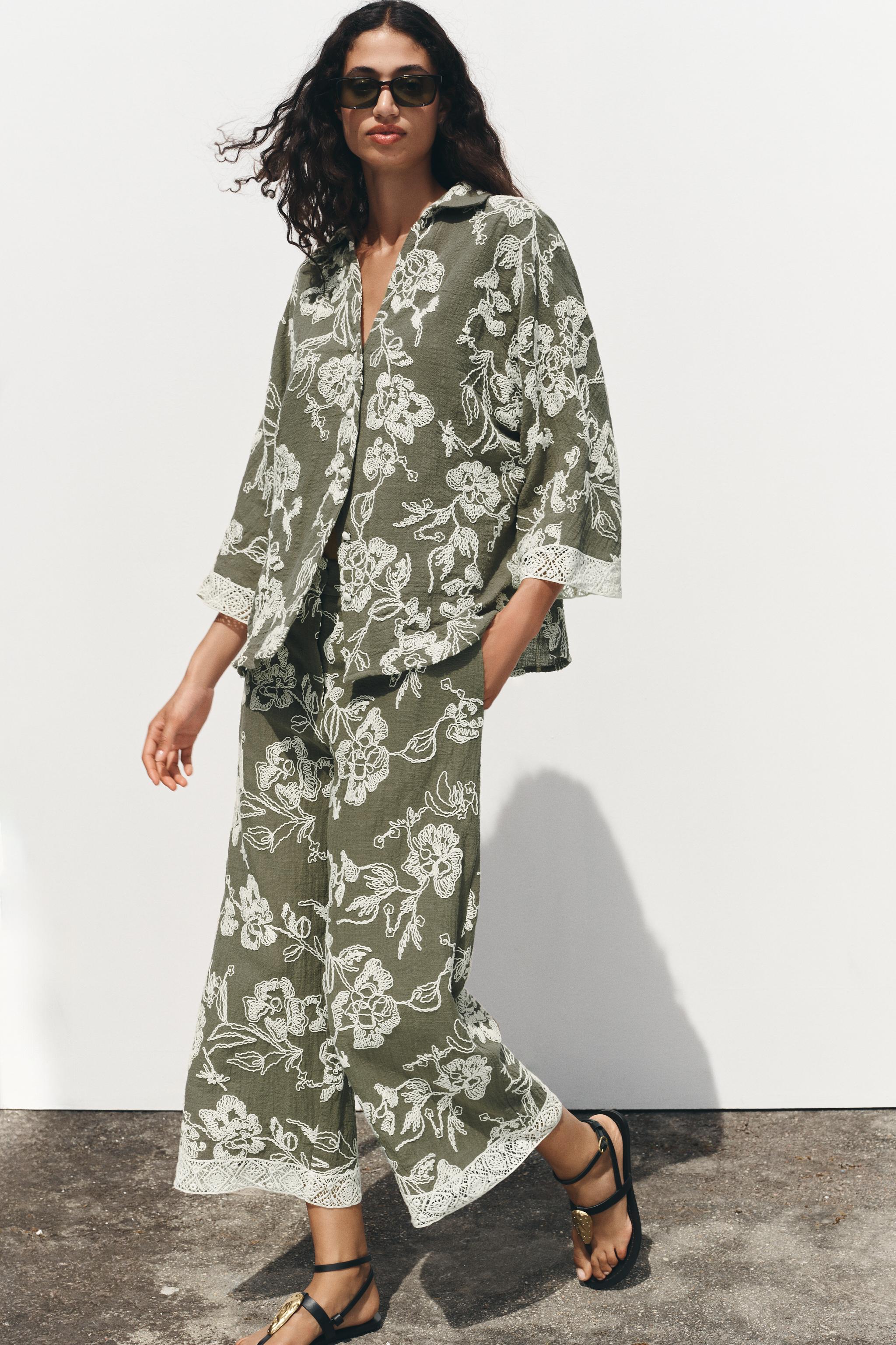 ZARA ジュエル付きリネンパンツ 7521/964 ZARA】ジュエル付きリネンパンツ | 7521/964/251 (ZARA/パンツ