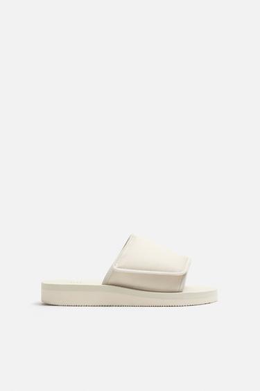 Zara QUILTED SANDALS - Off White