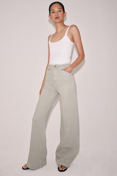 ZW COLLECTION HIGH-WAIST WIDE-LEG JEANS - Pearl grey by Zara