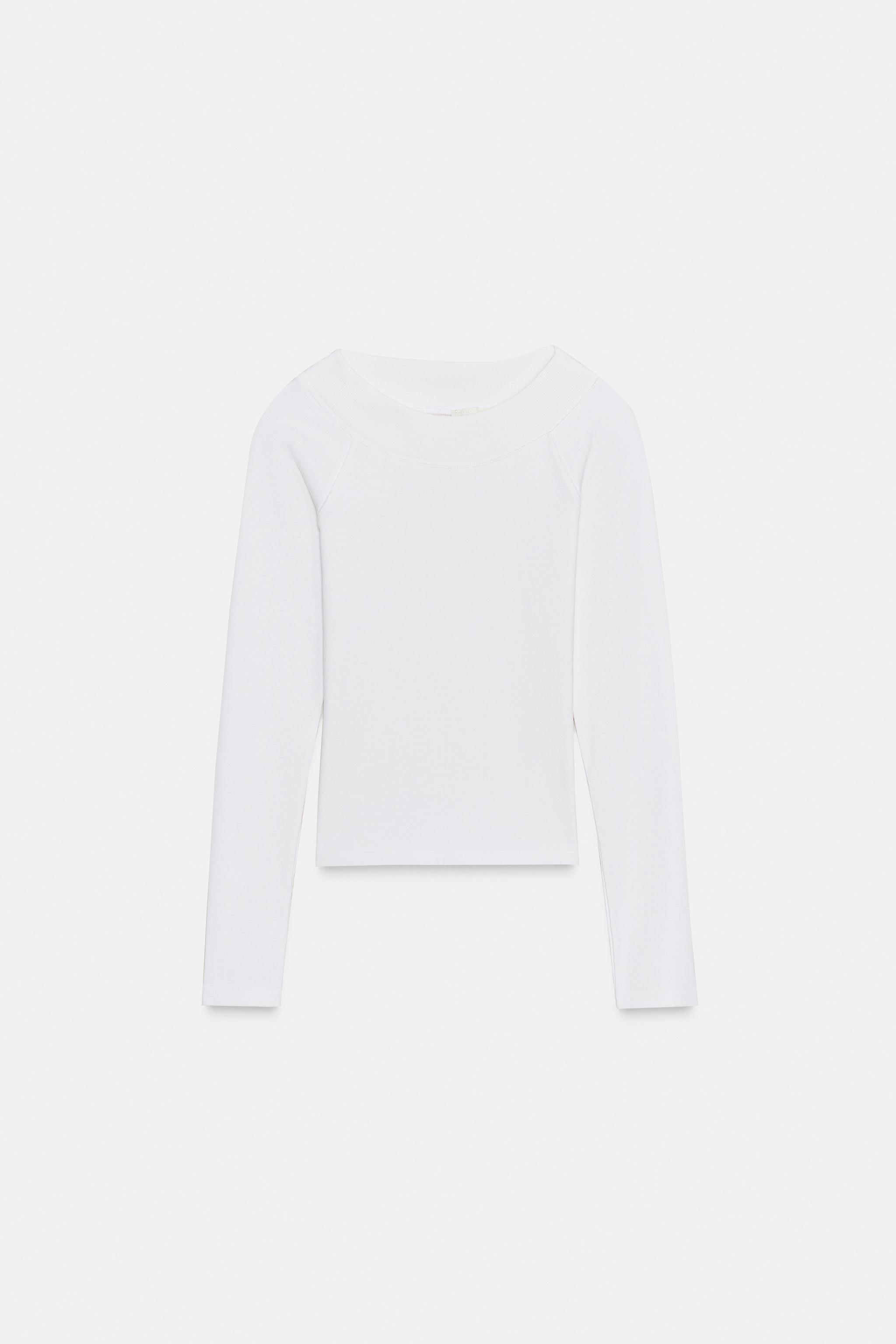 T-SHIRT CÔTELÉ À COL BATEAU