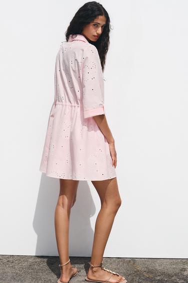 ROBE BRODÉE À EFFET GOMME - Rose de Zara - Image 4