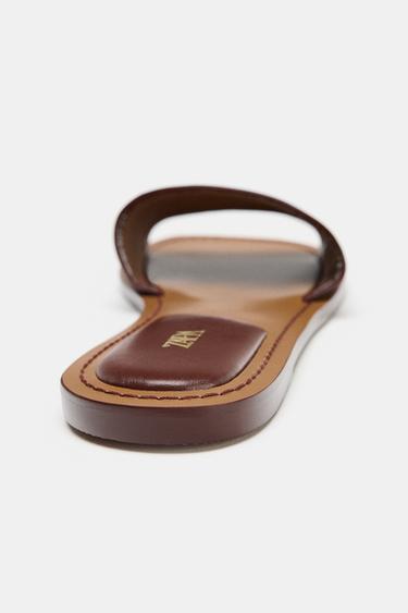 SANDALES EN CUIR SOFT - Marron foncé de Zara - Image 5