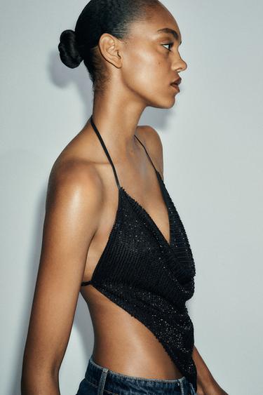 TOP DRAPÉ FANTAISIE - Noir de Zara - Image 3