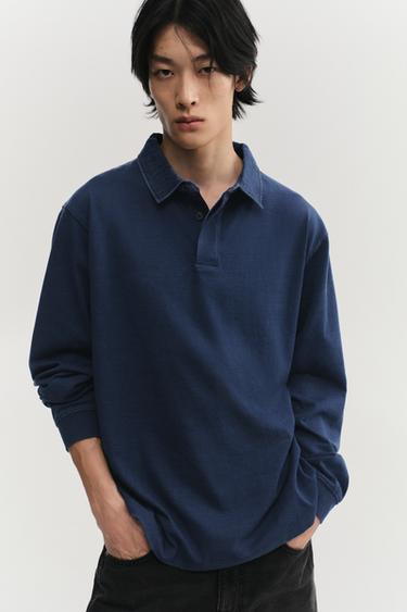 CONTRAST COLLAR POLO SWEATSHIRT - Blue / Indigo by Zara