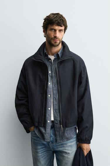 Zara CROPPED FIT PUFFER JACKET - Blue