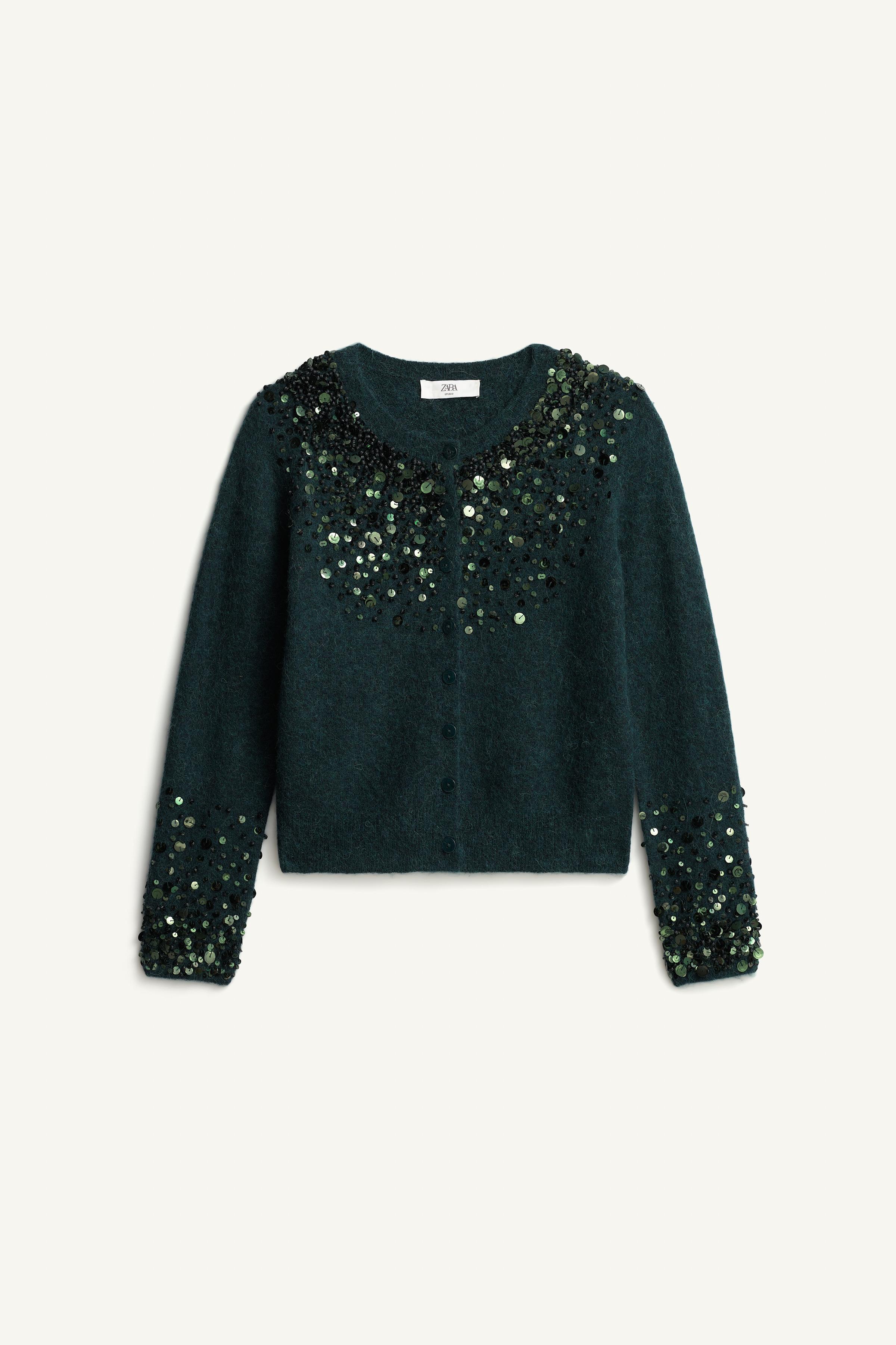 Sequin Wool And Alpaca Cardigan Limited Edition by Zara