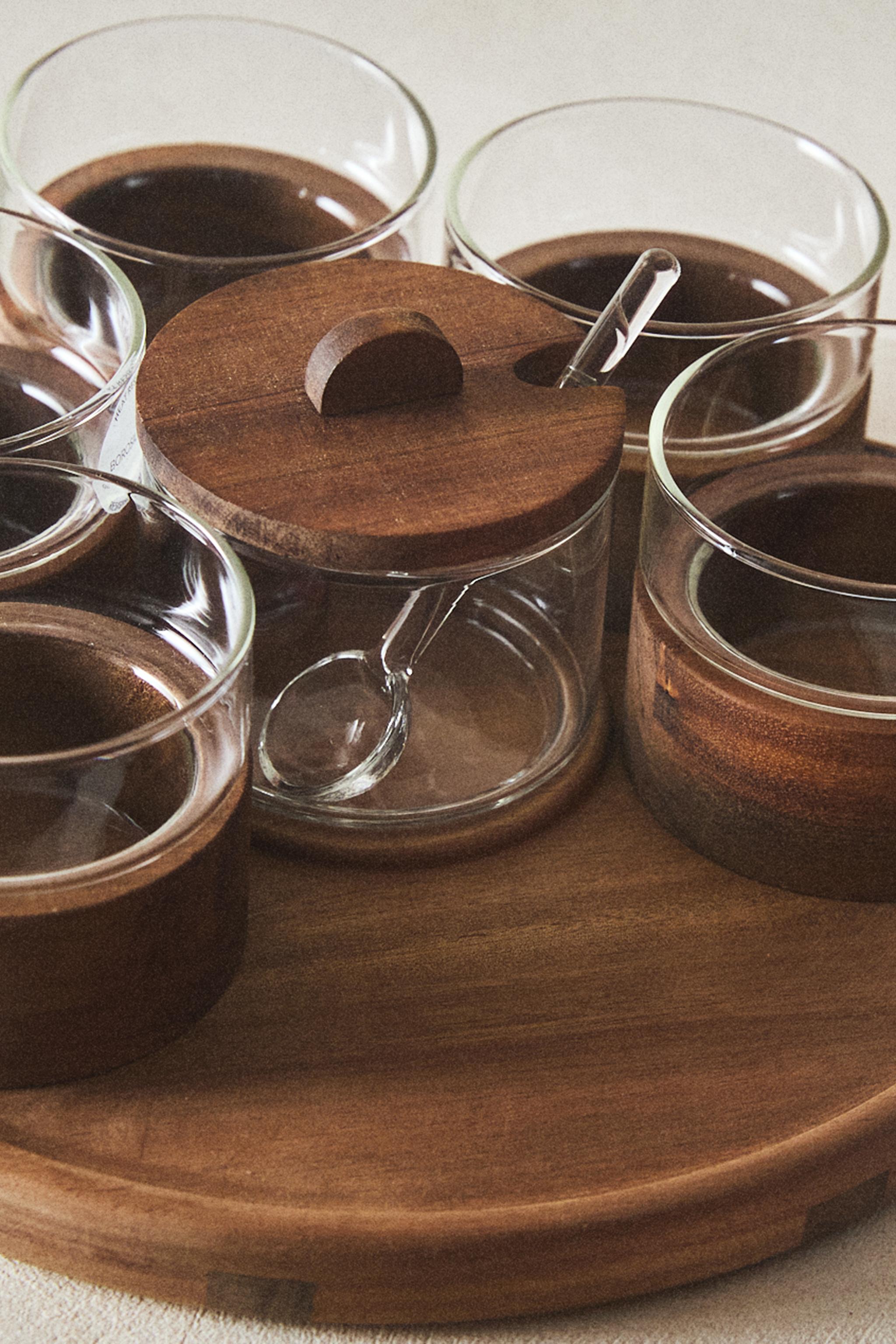 SET VERRES ET SUCRIER BOIS