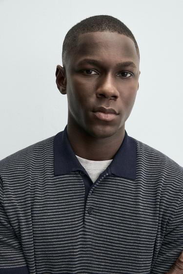 REGULAR FIT KNIT POLO SHIRT - striped by Zara - Image 4