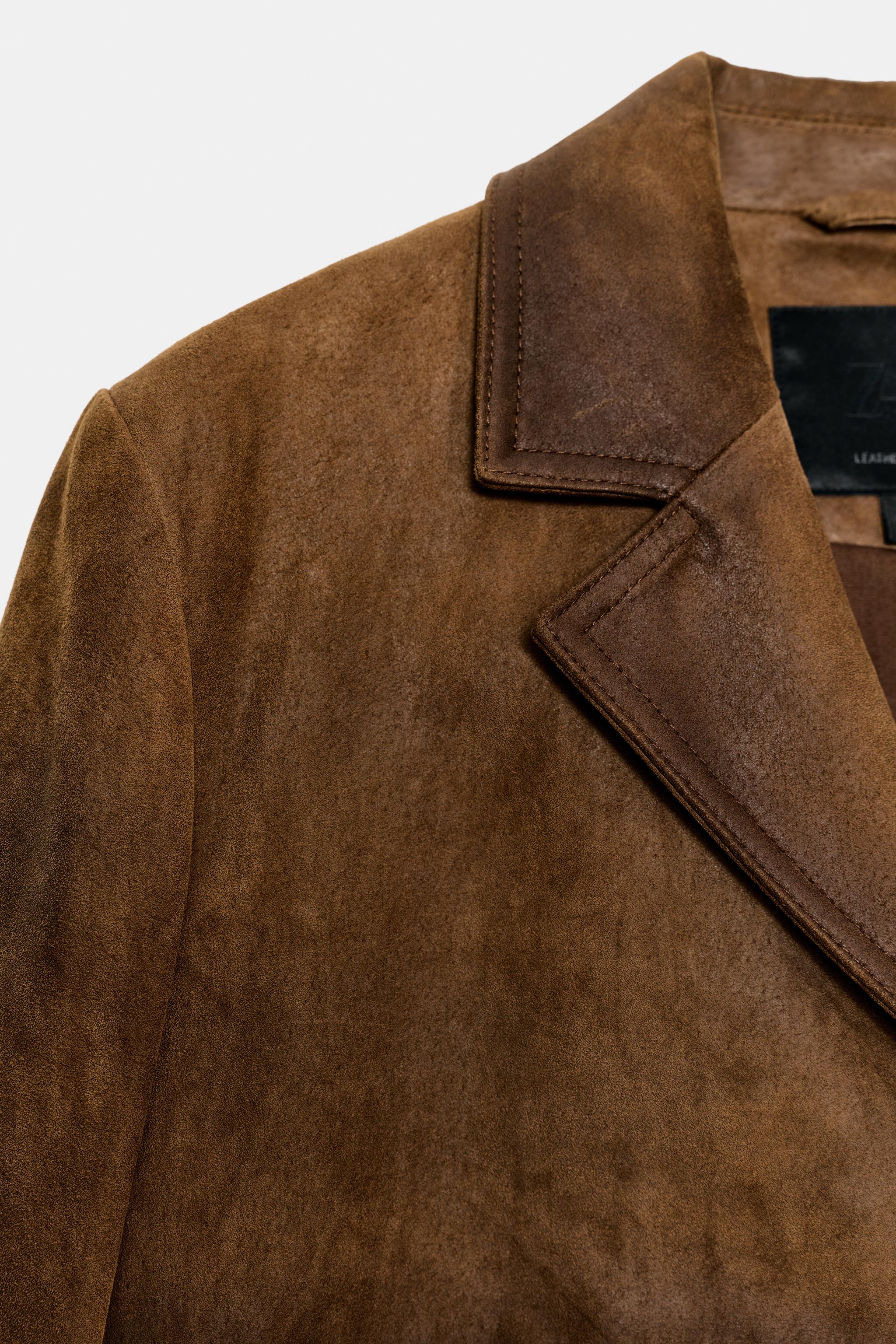 Женские куртки Zara 100% LEATHER COAT ZW COLLECTION LIMITED EDITION — фото 5