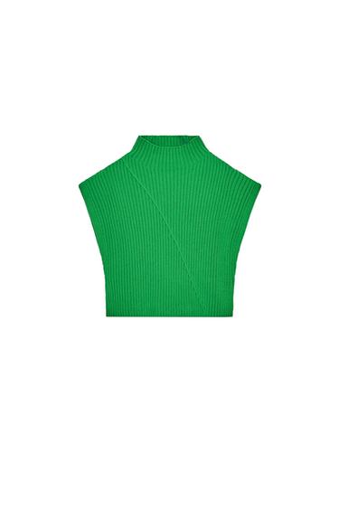 Zara RIB KNIT VEST - Green