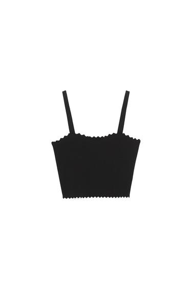 CROP TOP WITH SCALLOPED TRIMS