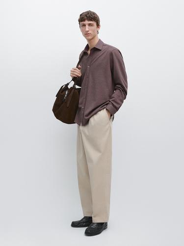 Zara Regular fit melange shirt - Brown