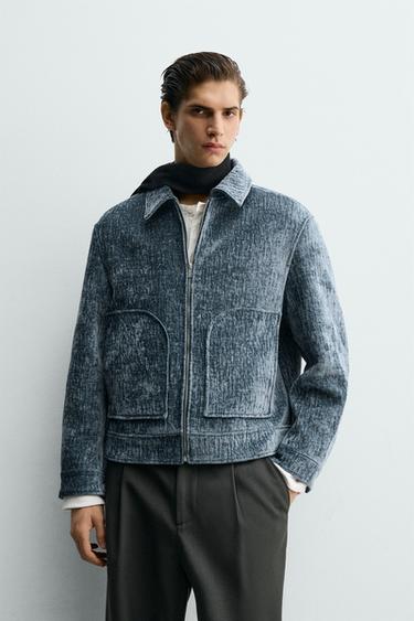 플록 엠보싱 점퍼 - Zara 블루