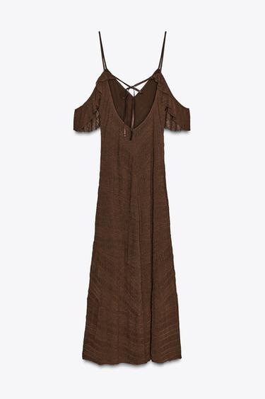 TEXTURED MIDI DRESS - Chocolate by Zara - Image 8