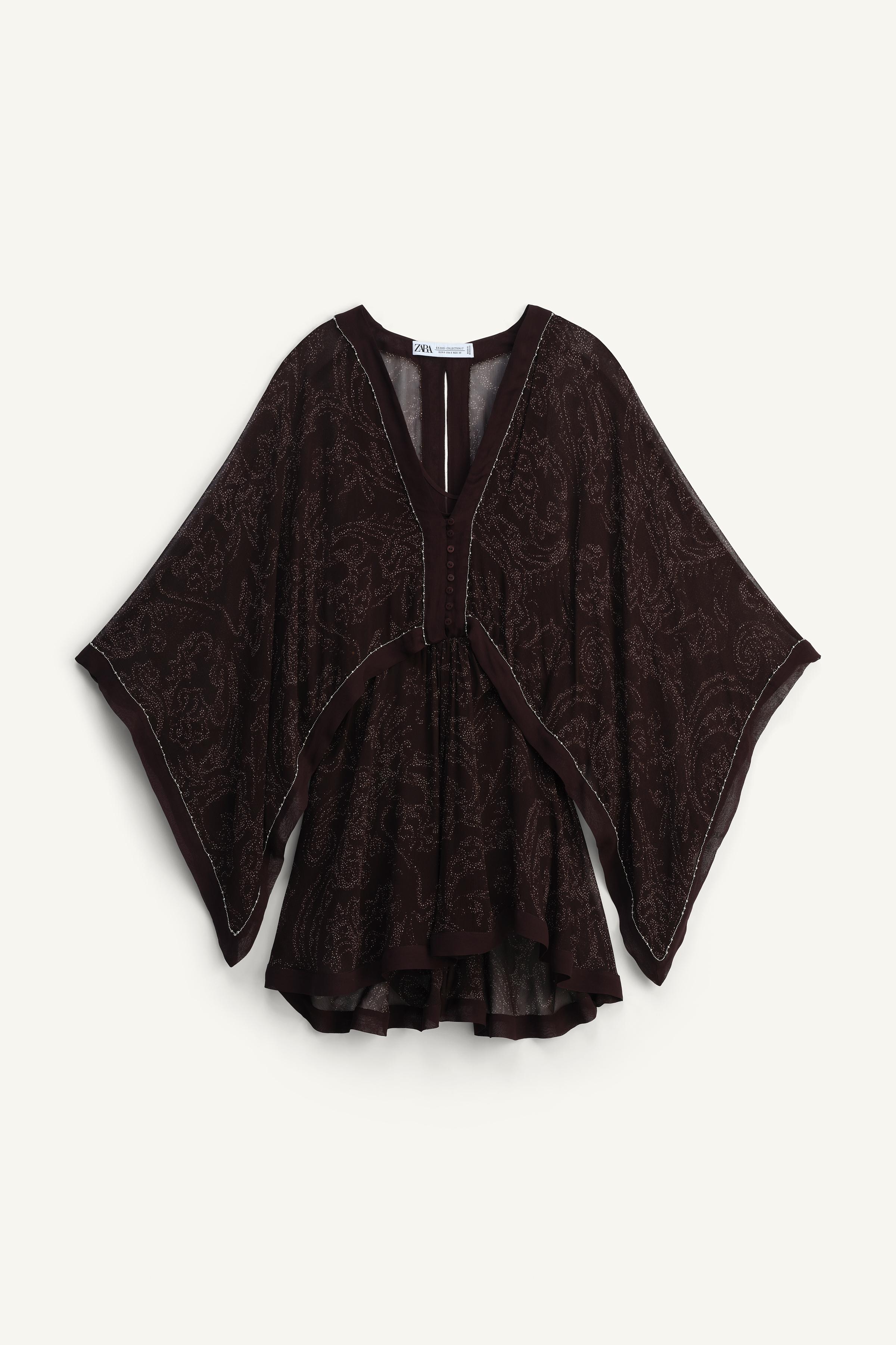 ZARA LIMITED EDITION プリント柄ショートワンピース 2259/704 LIMITED EDITION プリント柄ショートワンピース - ブラウン