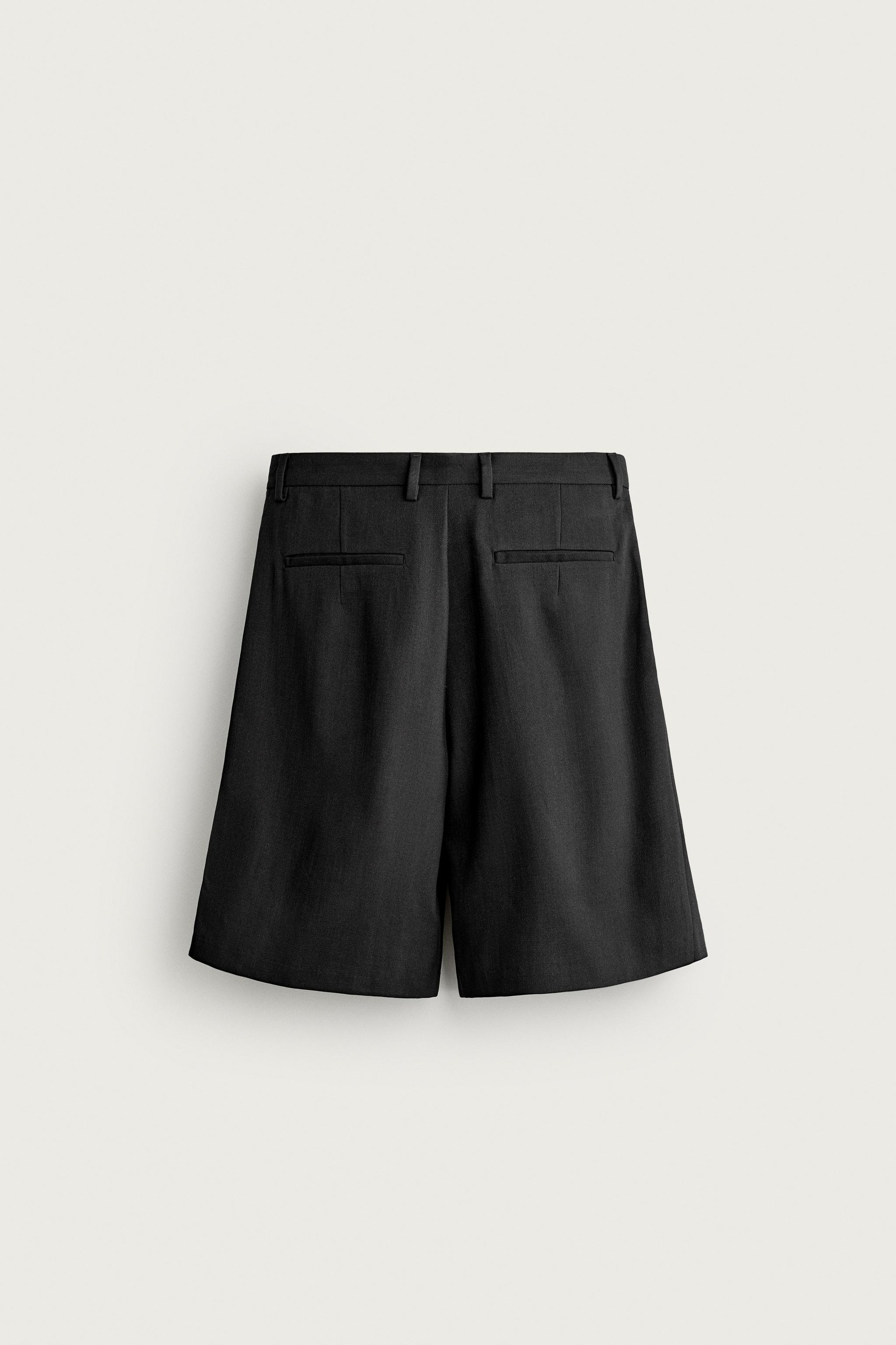Мужские шорты Zara WIDE FIT PLEATED SHORTS — фото 7