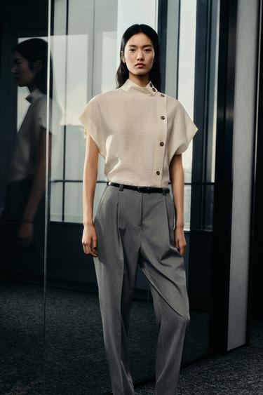 TROUSERS WITH BELT - Grey by Zara - Image 0