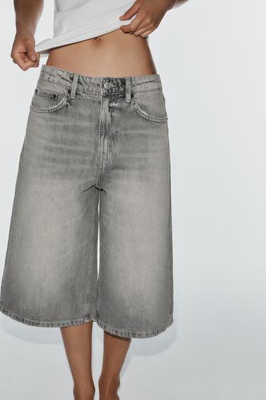 TRF BAGGY DENIM JORTS — Light gray 2