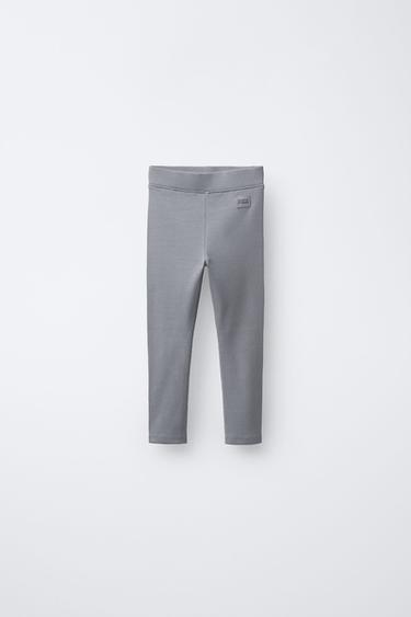 RIBBED LEGGINGS WITH LABEL - Grey by Zara