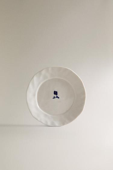 Zara PORCELAIN SIDE PLATE WITH FLORAL PRINT - White / Navy