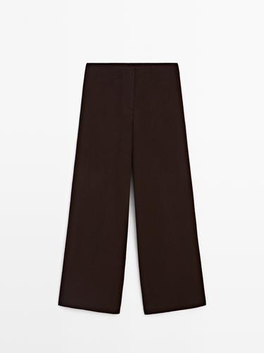Zara Wool blend straight-leg trousers - Dark brown