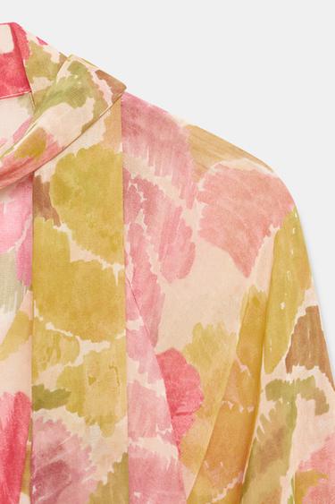 ROBE IMPRIMÉE FLEURIE AVEC CEINTURE À NŒUD - Multicolore de Zara - Image 9