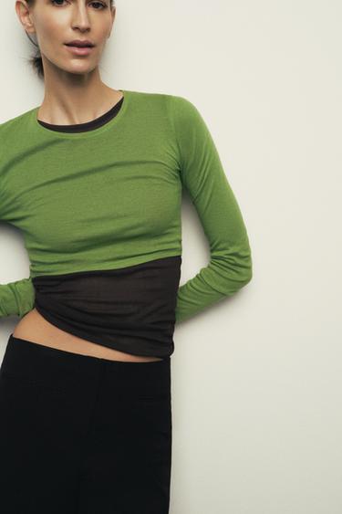 SUPIMA® CROPPED T-SHIRT - Green by Zara