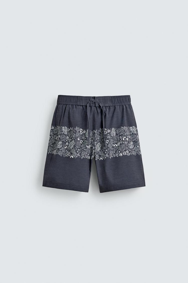 ZARA LONG FLORAL PRINT SWIMMING TRUNKS