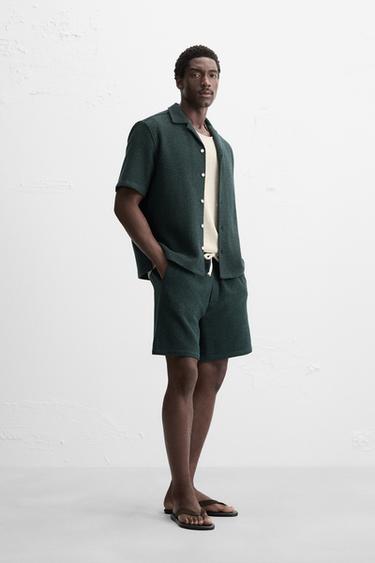 CHEMISE RELAXED FIT STRUCTURÉE - Bleu / Vert de Zara - Image 3