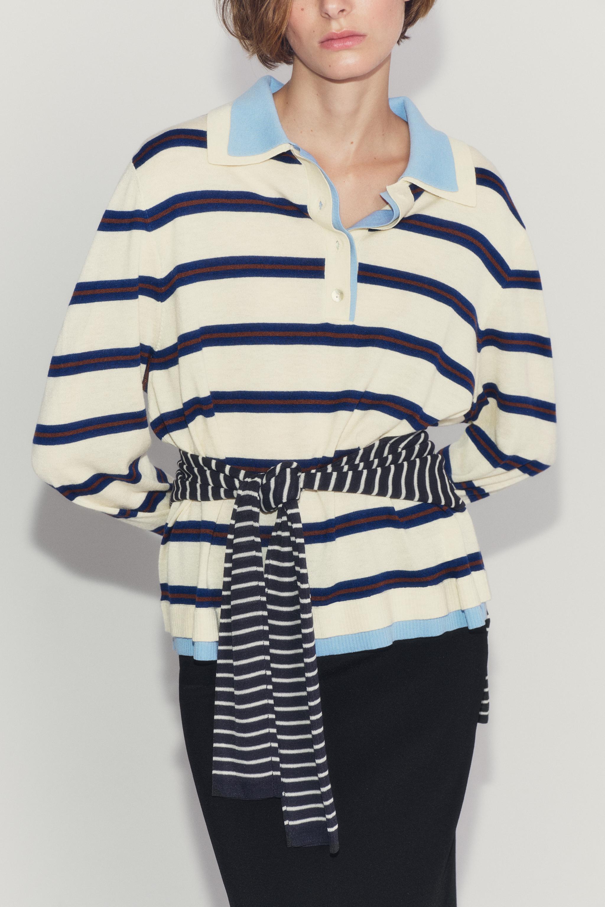 Zara STRIPED COLORBLOCK KNIT POLO — фото 5