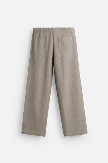 TEXTURED RELAXED FIT CHECK TROUSERS - Brown / Taupe by Zara - Image 7