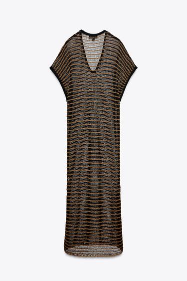 ROBE EN MAILLE OUVERTE - NOIR/ORANGE de Zara - Image 7