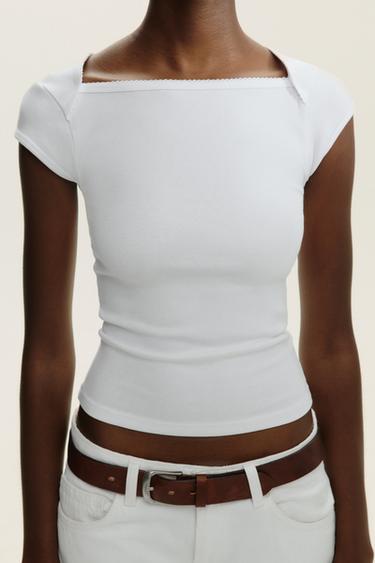 Zara COTTON MODAL T-SHIRT - White