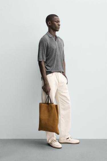 RELAXED FIT KNIT POLO SHIRT - Grey marl by Zara - Image 3