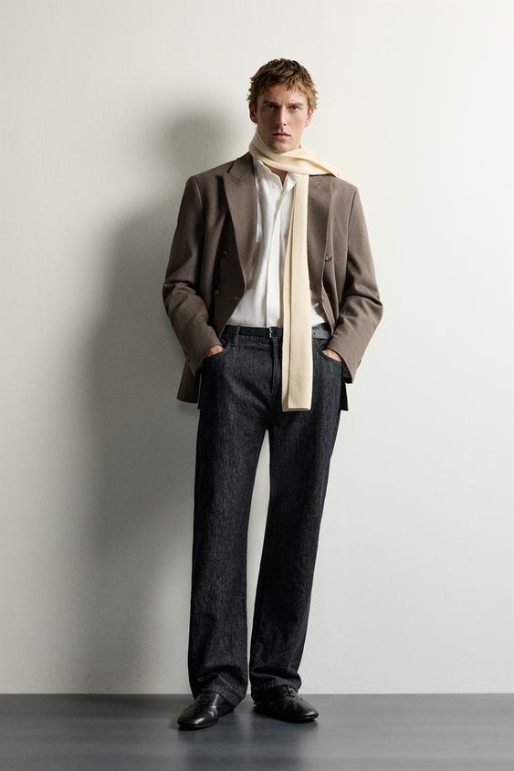 HOUNDSTOOTH DOUBLE-BREASTED BLAZER - Brown by Zara - Image 0