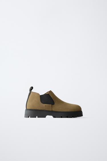 LEATHER ANKLE BOOTS - Khaki Green by Zara - Image 0