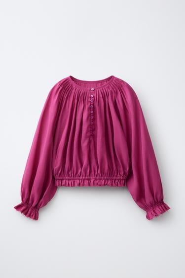 BLUSA JARETAS CON RAMIO - Frambuesa de Zara - Imagen 0