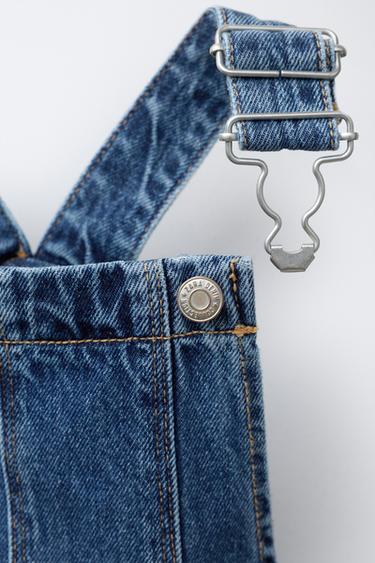 SALOPETTE LONGUE EN DENIM ÉTOILES BRODÉES - Bleu de Zara - Image 2