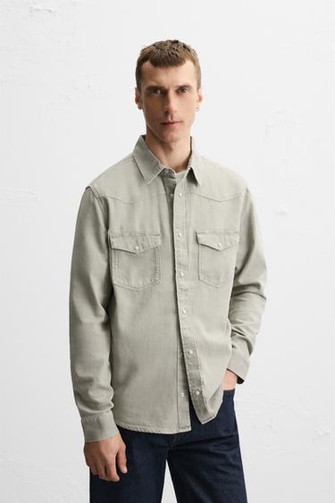 WESTERN DENIM SHIRT - Khaki by Zara