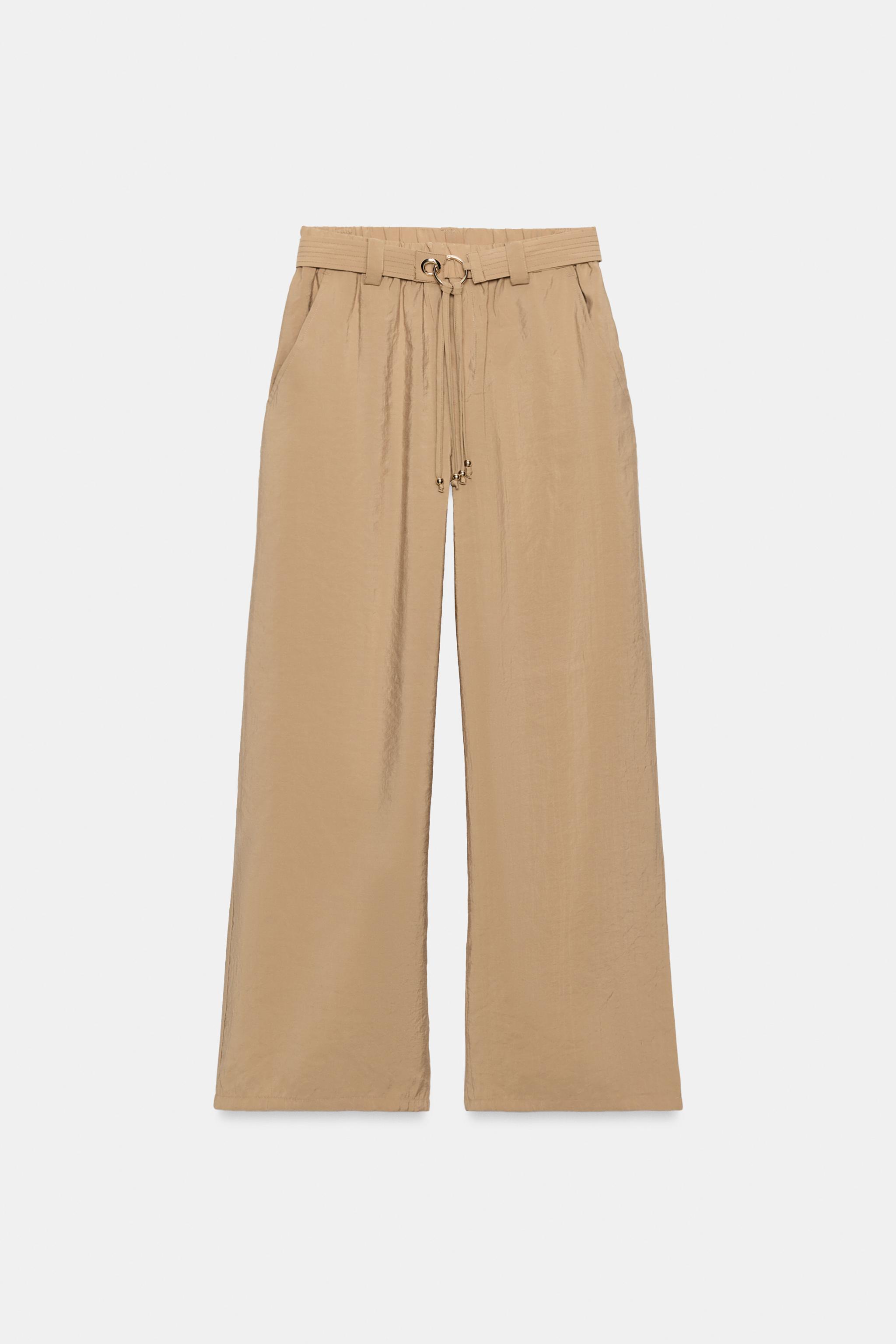 Женские брюки Zara STRAIGHT LEG PANTS WITH BELT — фото 7