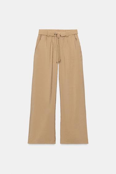 STRAIGHT LEG TROUSERS WITH BELT - Sand by Zara - Image 6