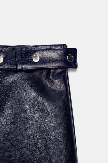 LOW-RISE FAUX LEATHER MINI SKIRT WITH STUDS - Blue by Zara - Image 4