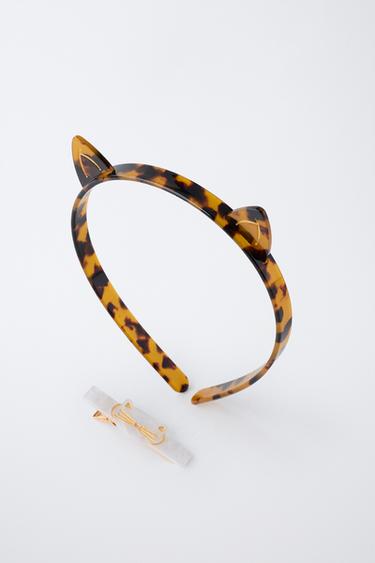 PACK OF KITTEN HEADBAND AND HAIR CLIP - Tortoiseshell by Zara - Image 3
