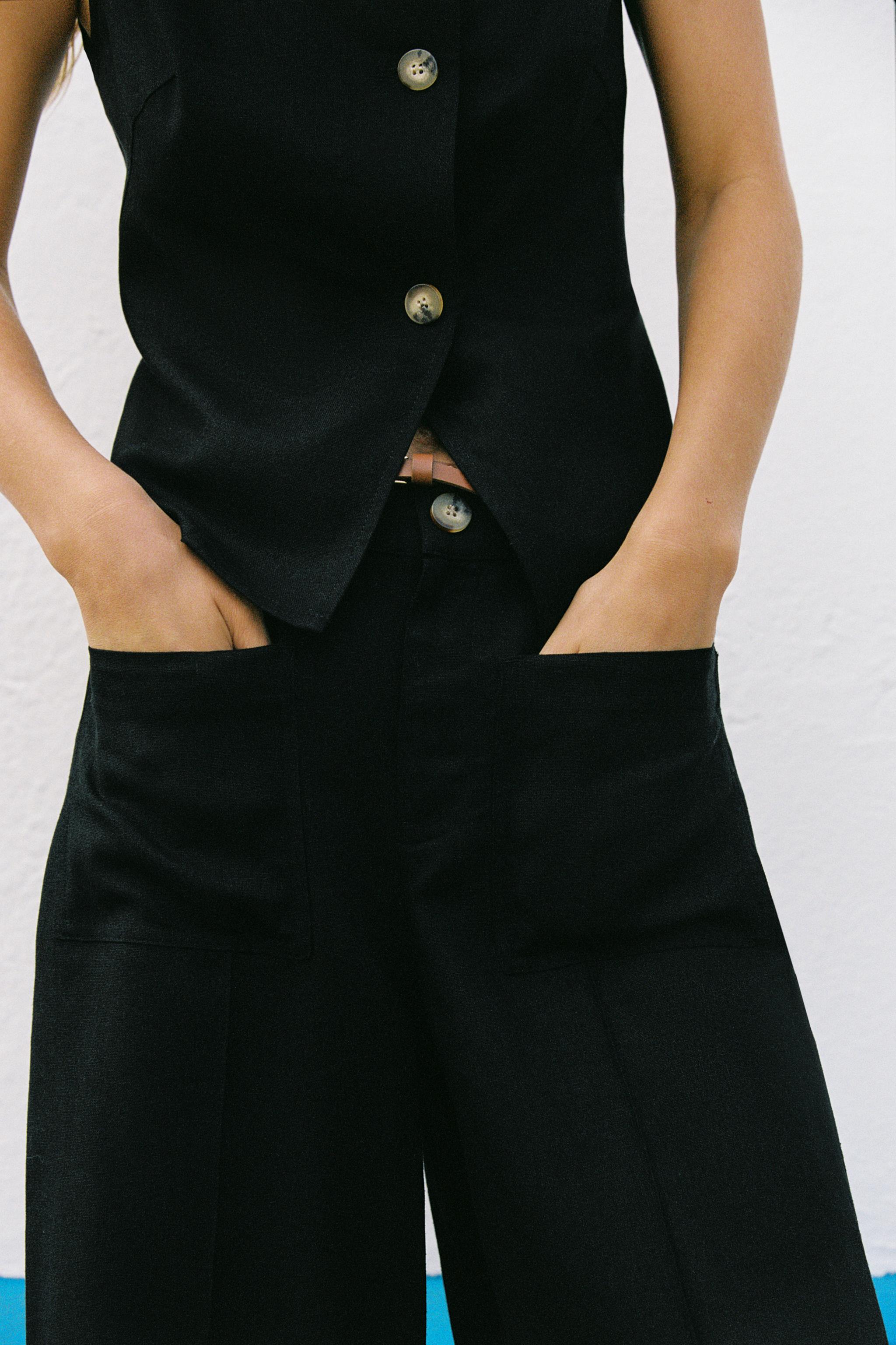 BELTED LINEN CULOTTES - Black | ZARA United States BELTED LINEN CULOTTES - Black | ZARA United States
