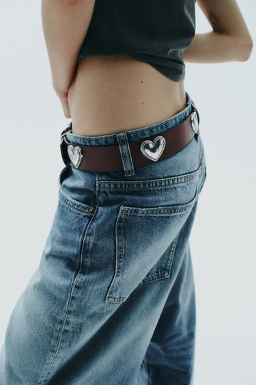 LEATHER HEART STUD BELT - Brown by Zara - Image 2
