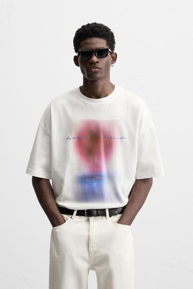 CONTRAST PRINTED T-SHIRT - White by Zara - Image 1